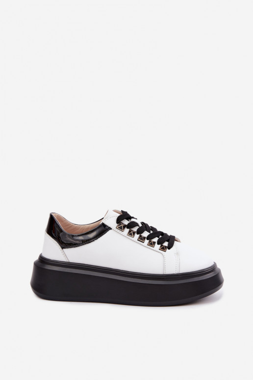 Zapatillas de cuero negras y blancas con tachuelas Artiker 55C0401