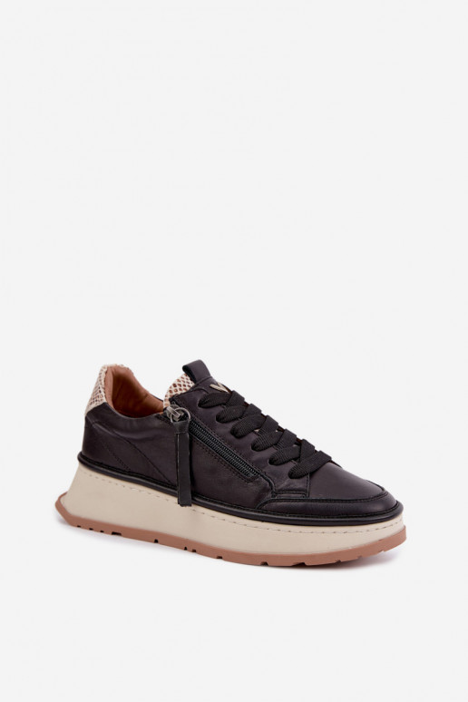 Zapatillas de cuero negras con plataforma Artiker 55C0624