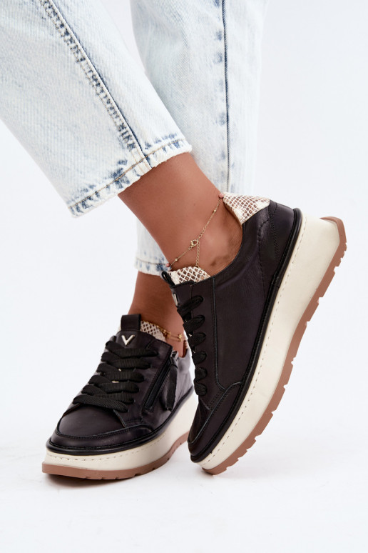 Zapatillas de cuero negras con plataforma Artiker 55C0624