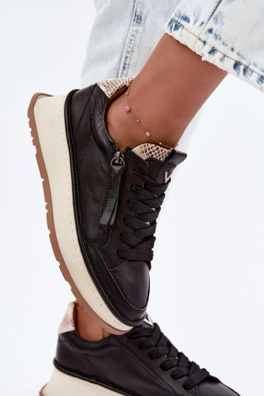 Zapatillas de cuero negras con plataforma Artiker 55C0624