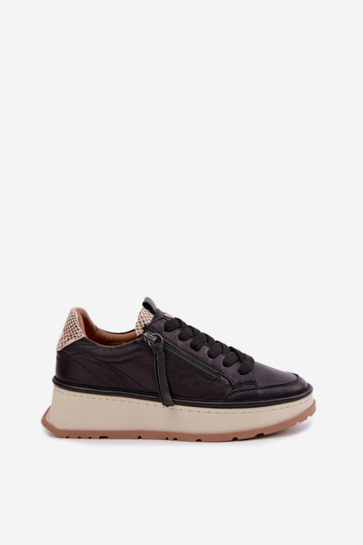 Zapatillas de cuero negras con plataforma Artiker 55C0624