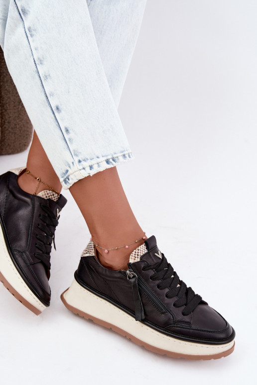 Zapatillas de cuero negras con plataforma Artiker 55C0624