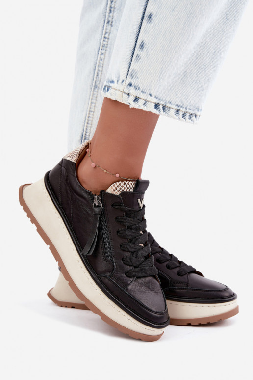 Zapatillas de cuero negras con plataforma Artiker 55C0624
