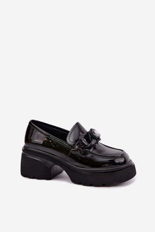 Botas de cuero negras con efecto charol y adornos Artiker 55C1069