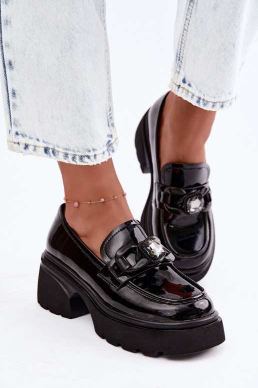 Botas de cuero negras con efecto charol y adornos Artiker 55C1069