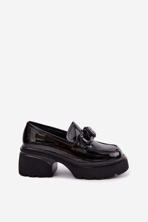 Botas de cuero negras con efecto charol y adornos Artiker 55C1069