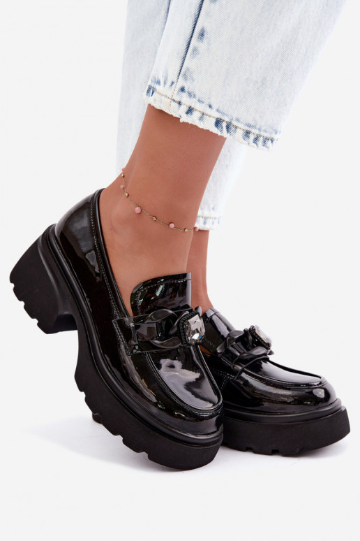 Botas de cuero negras con efecto charol y adornos Artiker 55C1069