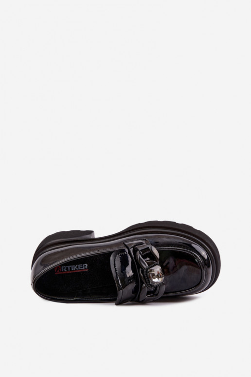 Botas de cuero negras con efecto charol y adornos Artiker 55C1069