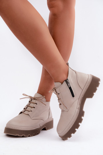 Botines de cuero grises acolchados con plataforma Artiker 57C2033