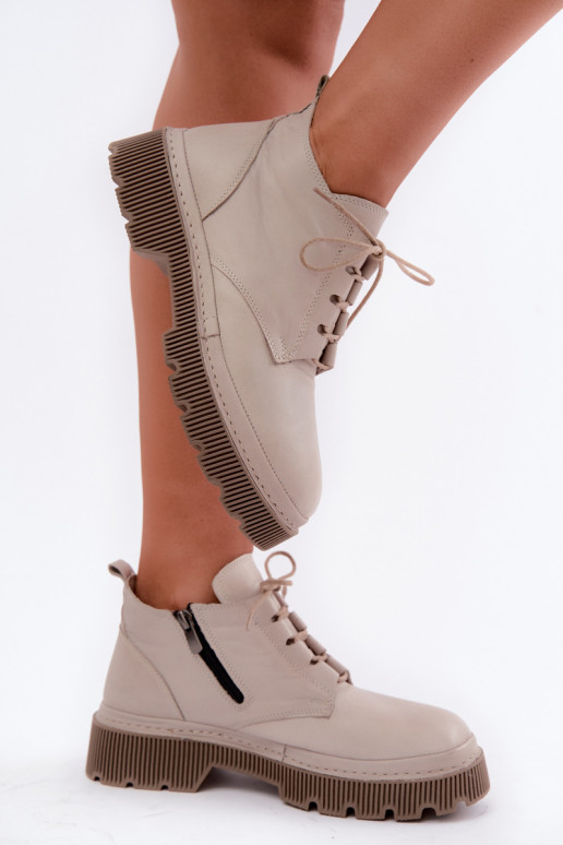 Botines de cuero grises acolchados con plataforma Artiker 57C2033
