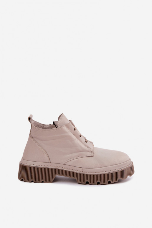 Botines de cuero grises acolchados con plataforma Artiker 57C2033
