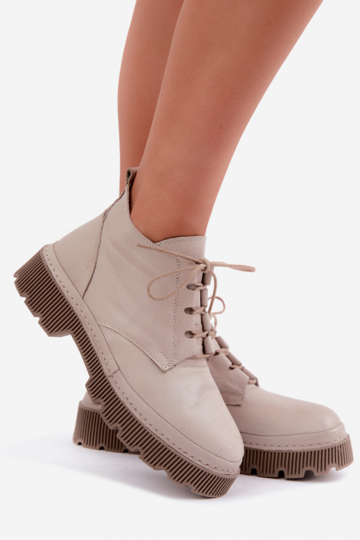 Botines de cuero grises acolchados con plataforma Artiker 57C2033