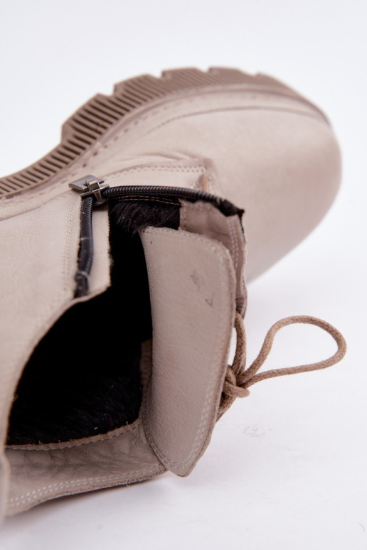 Botines de cuero grises acolchados con plataforma Artiker 57C2033