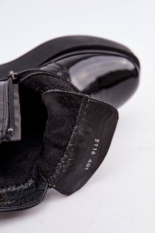 Botines de cuero negros acolchados con plataforma y efecto charol Artiker 55C0820