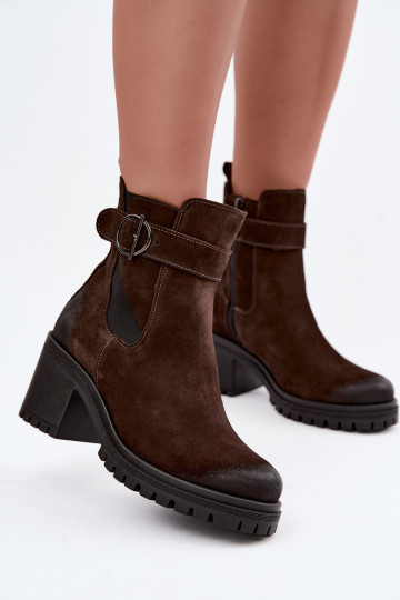 Zapatos de mujer de ante sintético con tacones Zazoo 60601 en color chocolate 2