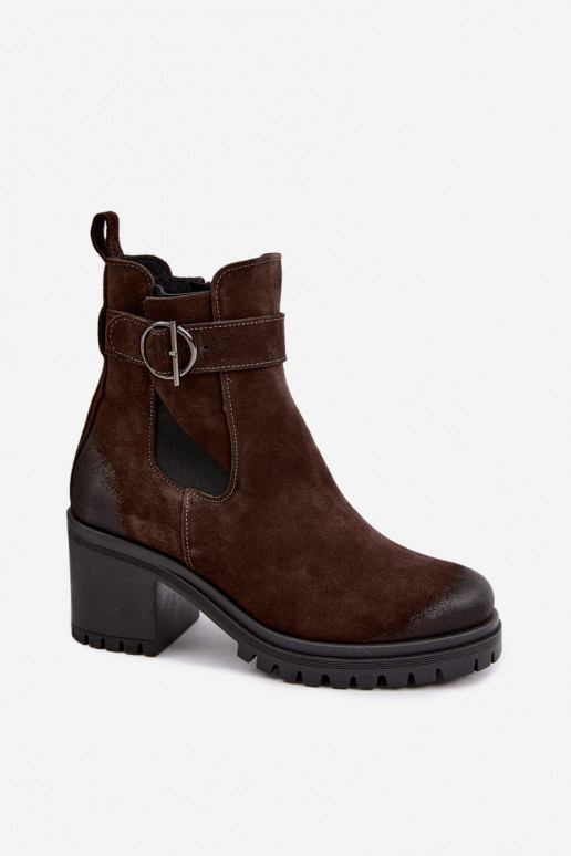 Zapatos de mujer de ante sintético con tacones Zazoo 60601 en color chocolate