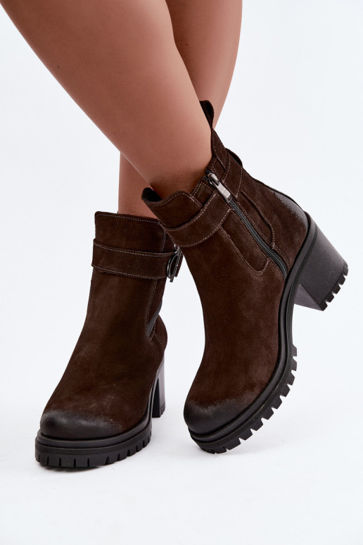 Zapatos de mujer de ante sintético con tacones Zazoo 60601 en color chocolate
