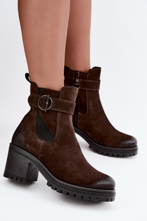 Zapatos de mujer de ante sintético con tacones Zazoo 60601 en color chocolate