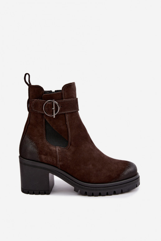 Zapatos de mujer de ante sintético con tacones Zazoo 60601 en color chocolate