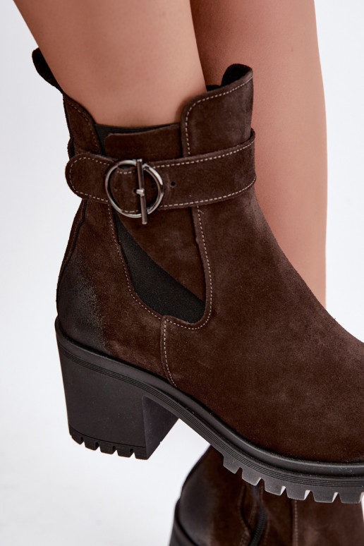 Zapatos de mujer de ante sintético con tacones Zazoo 60601 en color chocolate