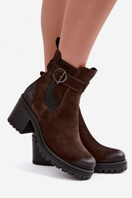 Zapatos de mujer de ante sintético con tacones Zazoo 60601 en color chocolate