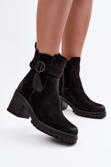 Zapatos de mujer de ante sintético con tacones Zazoo 60601 en color negro
