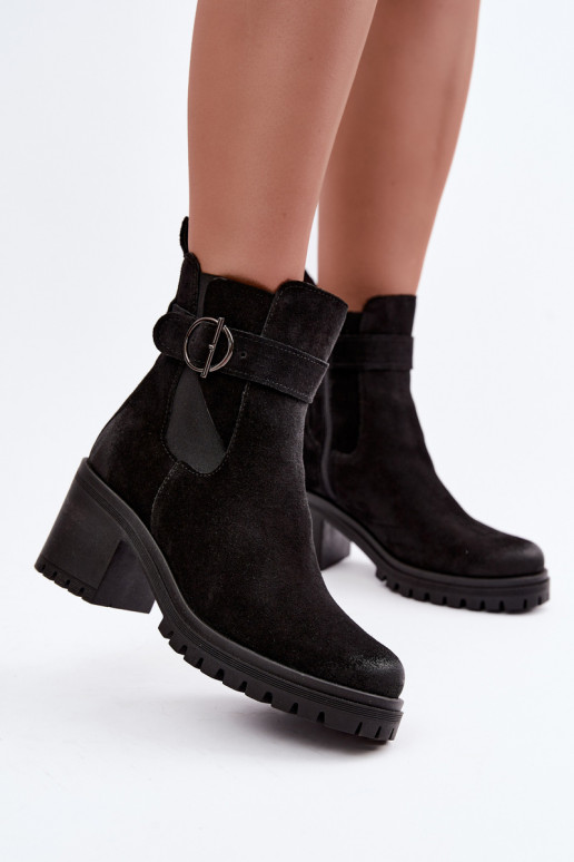 Zapatos de mujer de ante sintético con tacones Zazoo 60601 en color negro