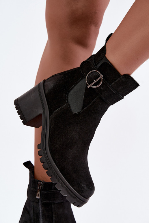 Zapatos de mujer de ante sintético con tacones Zazoo 60601 en color negro