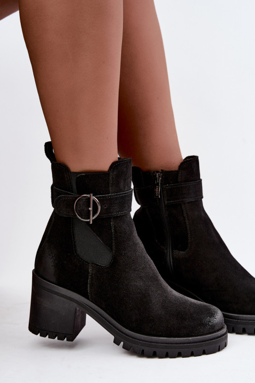 Zapatos de mujer de ante sintético con tacones Zazoo 60601 en color negro