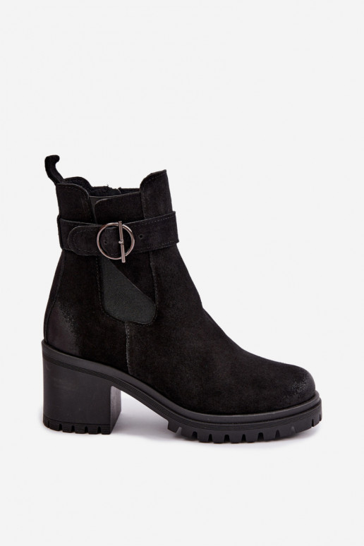Zapatos de mujer de ante sintético con tacones Zazoo 60601 en color negro