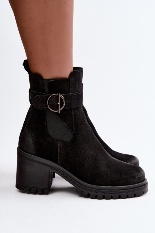 Zapatos de mujer de ante sintético con tacones Zazoo 60601 en color negro