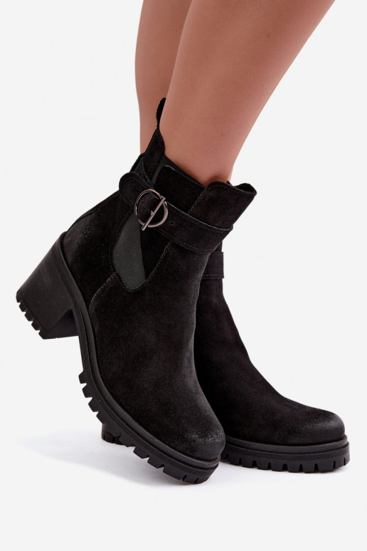 Zapatos de mujer de ante sintético con tacones Zazoo 60601 en color negro