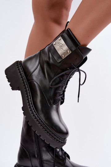 Botines de mujer cálidos con detalles decorativos Zazoo 60574 en color negro