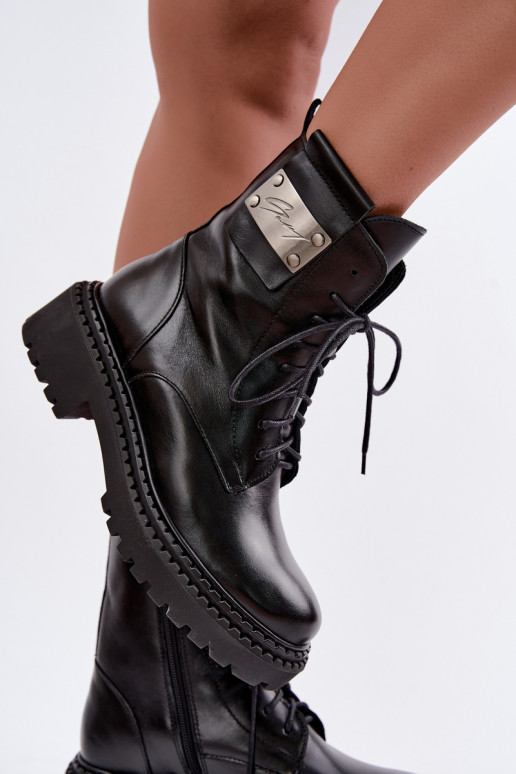 Botines de mujer cálidos con detalles decorativos Zazoo 60574 en color negro