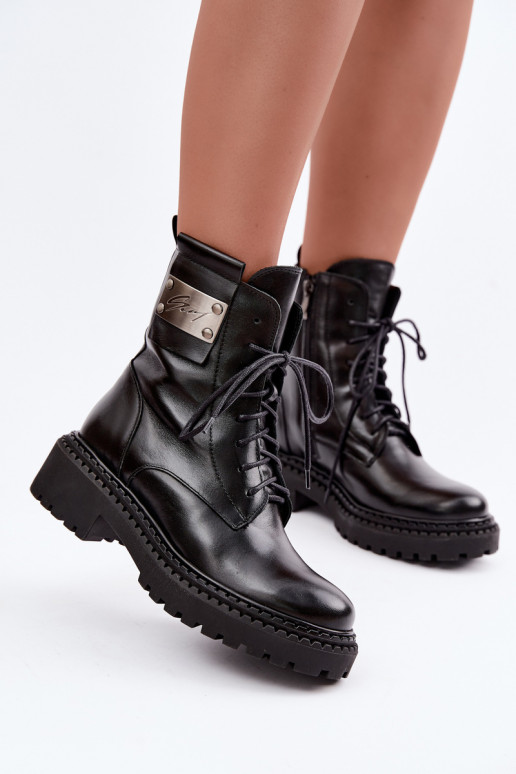 Botines de mujer cálidos con detalles decorativos Zazoo 60574 en color negro