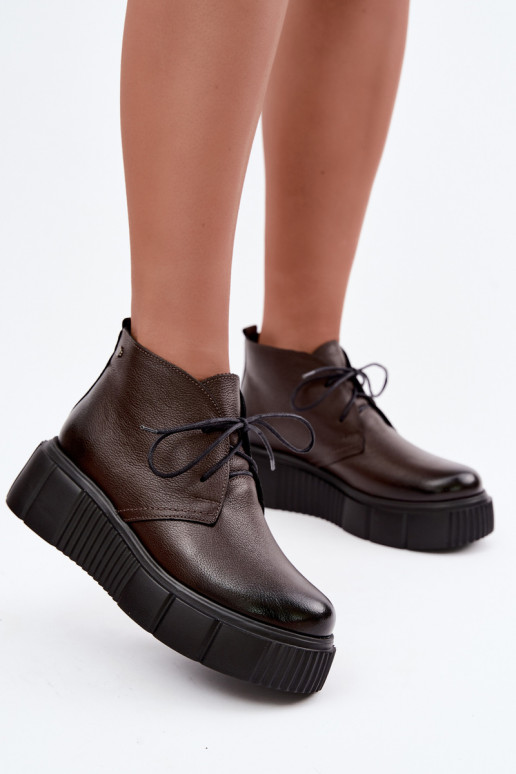 Zapatos de mujer cálidos de plataforma Zazoo 60588 en color chocolate