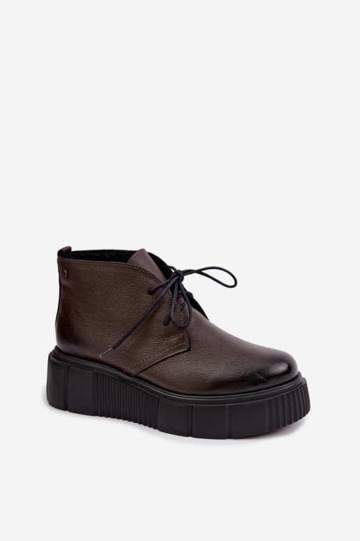 Zapatos de mujer cálidos de plataforma Zazoo 60588 en color chocolate