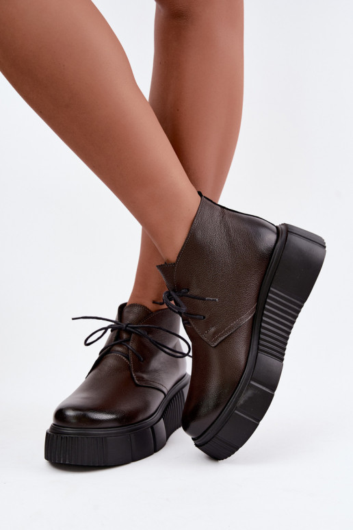 Zapatos de mujer cálidos de plataforma Zazoo 60588 en color chocolate