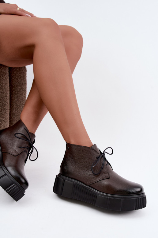 Zapatos de mujer cálidos de plataforma Zazoo 60588 en color chocolate
