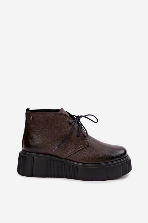 Zapatos de mujer cálidos de plataforma Zazoo 60588 en color chocolate