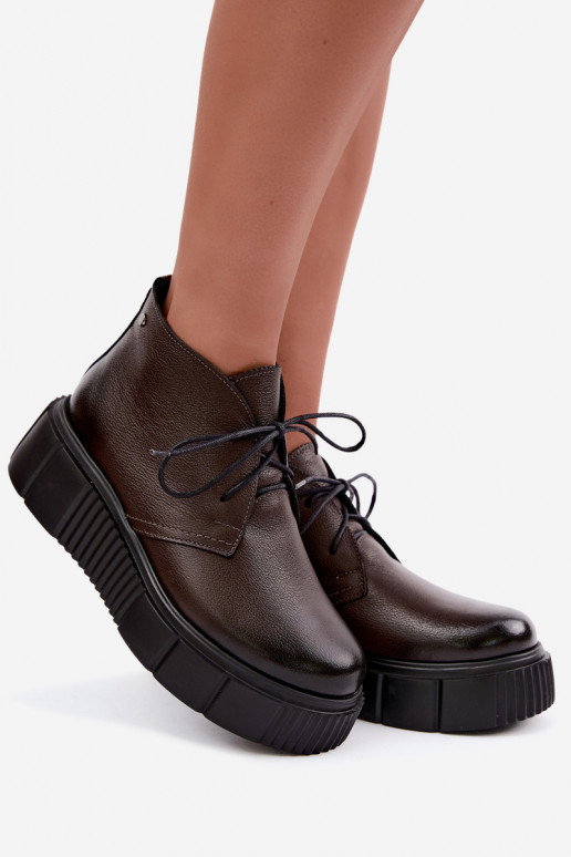 Zapatos de mujer cálidos de plataforma Zazoo 60588 en color chocolate