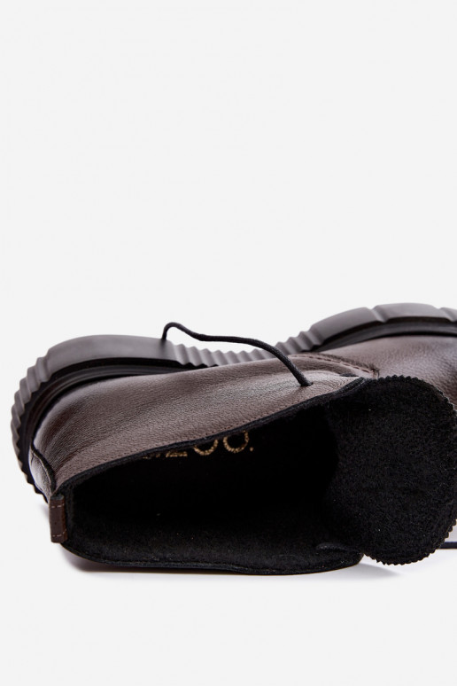 Zapatos de mujer cálidos de plataforma Zazoo 60588 en color chocolate