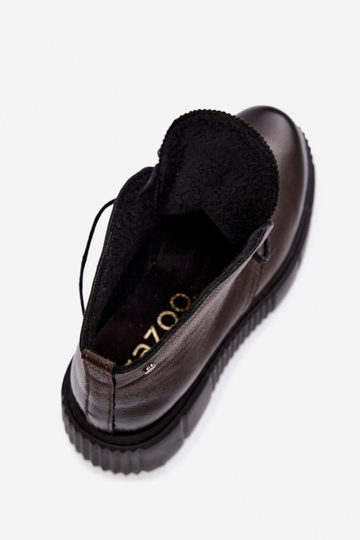 Zapatos de mujer cálidos de plataforma Zazoo 60588 en color chocolate