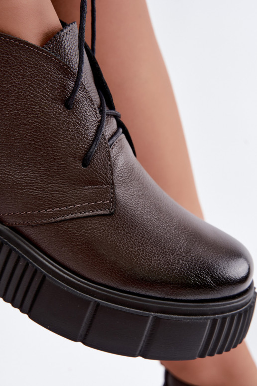 Zapatos de mujer cálidos de plataforma Zazoo 60588 en color chocolate