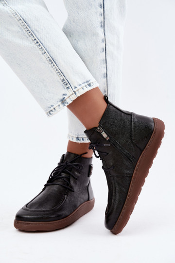 Zapatos de mujer cálidos Barefoot Zazoo 3077 en color negro