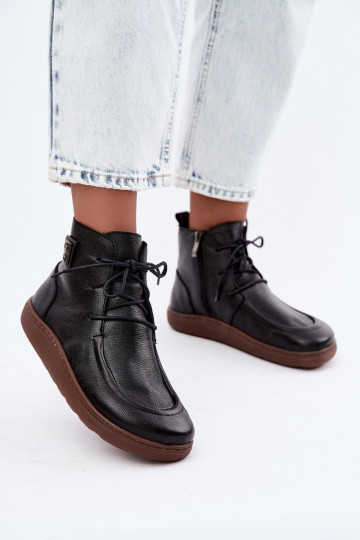 Zapatos de mujer cálidos Barefoot Zazoo 3077 en color negro 2