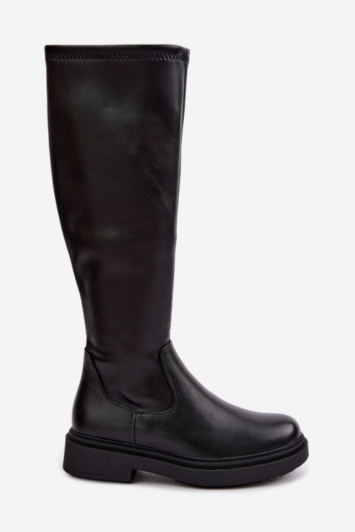 Botas largas de mujer cálidas con tacones anchos Zazoo KZ-02 en color negro