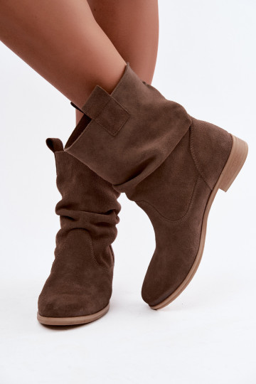 Zapatos de mujer de ante sintético con volantes Zazoo 4210 en color marrón