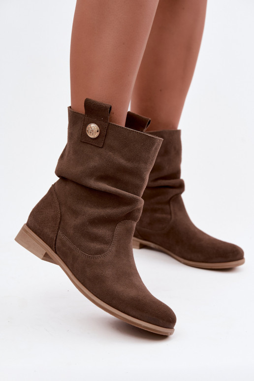 Zapatos de mujer de ante sintético con volantes Zazoo 4210 en color marrón
