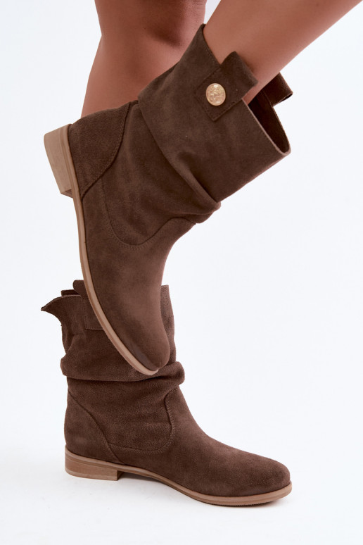 Zapatos de mujer de ante sintético con volantes Zazoo 4210 en color marrón